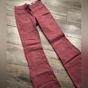 Chic Maroon Trousers with Button Accents